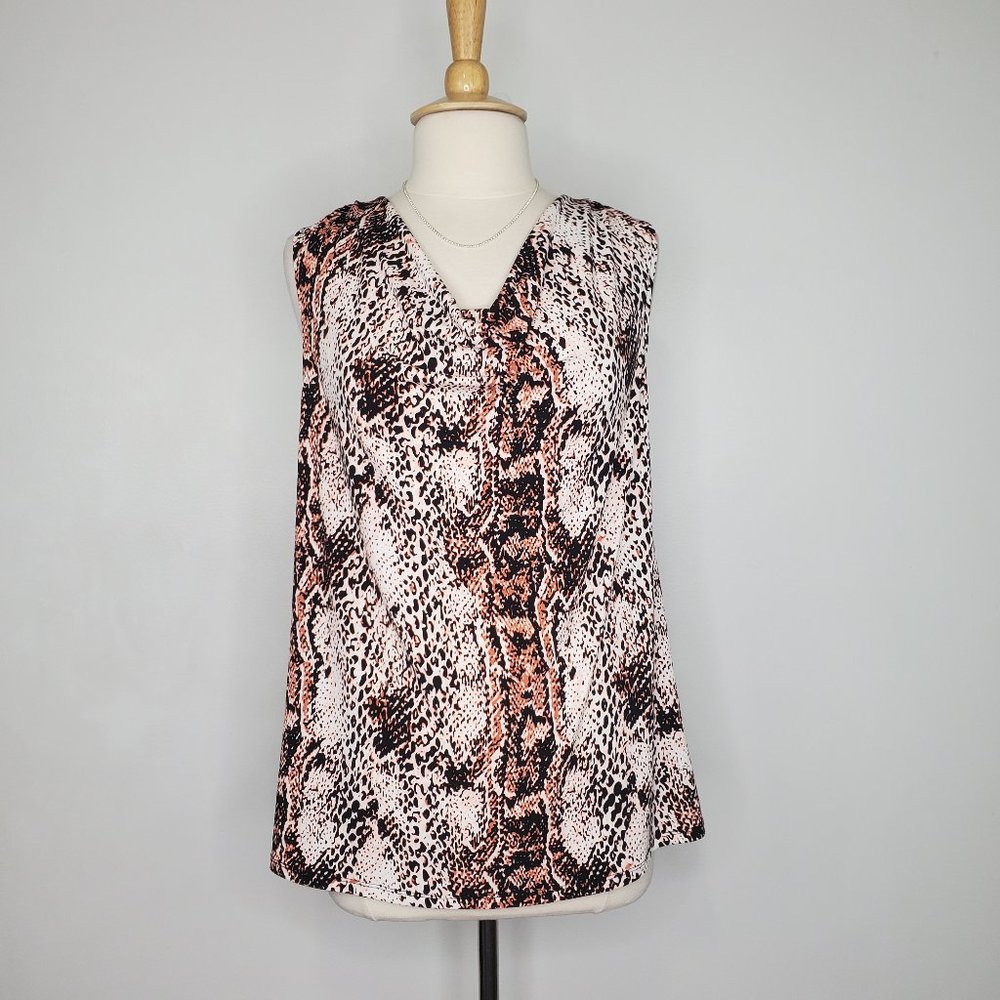 Cest.1946 Women's Snakeskin Print Drape Neck Sleeveless Stretchy Top NEW Size M